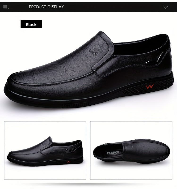 Men's Slip Resistant Leather Slip On Sneakers