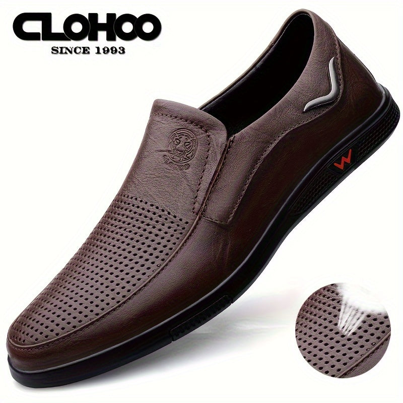 Men's Slip Resistant Leather Slip On Sneakers