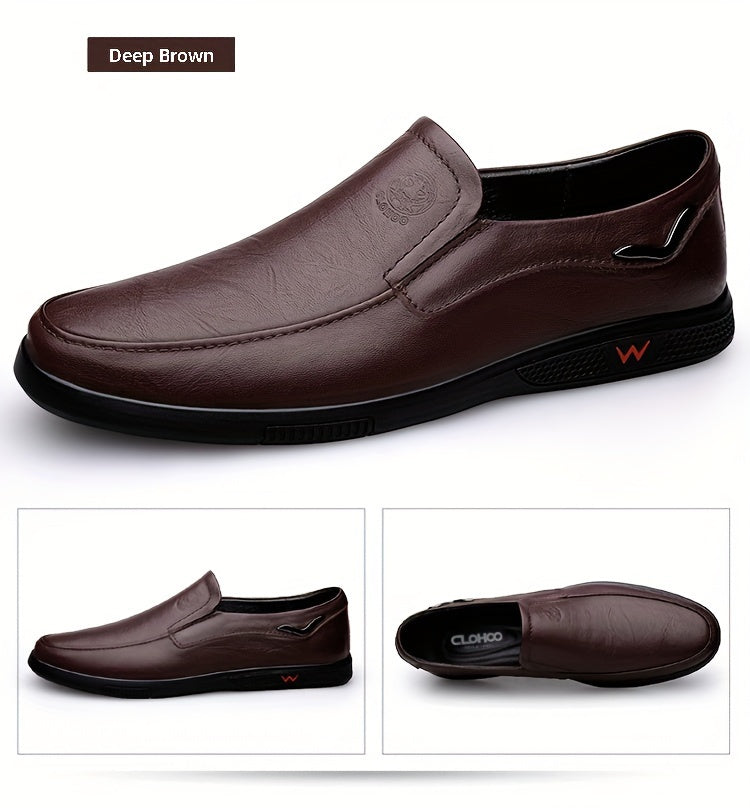 Men's Slip Resistant Leather Slip On Sneakers
