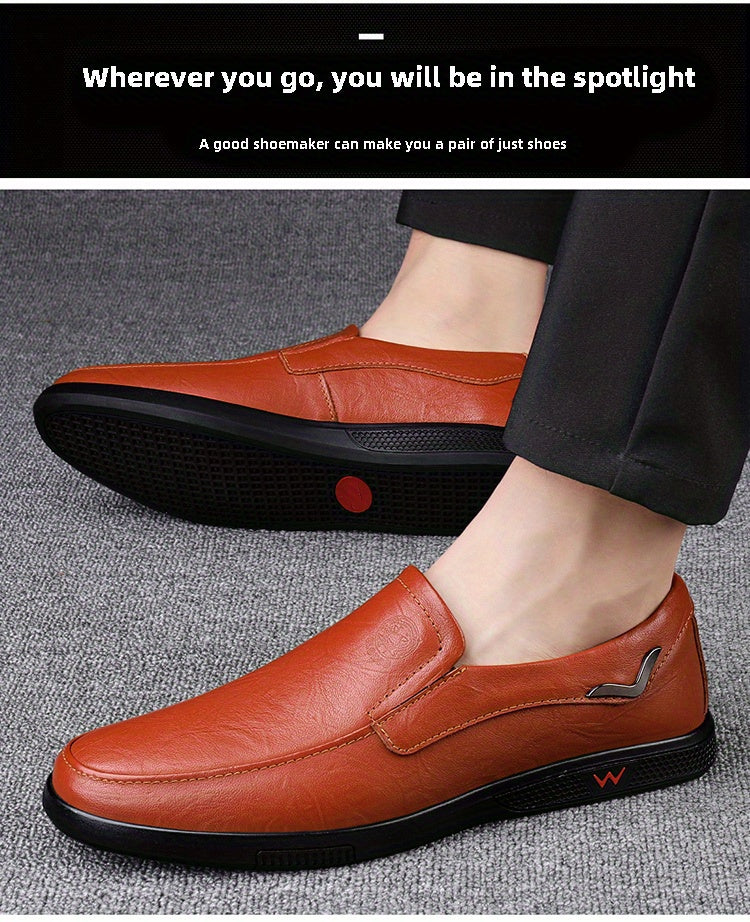 Men's Slip Resistant Leather Slip On Sneakers