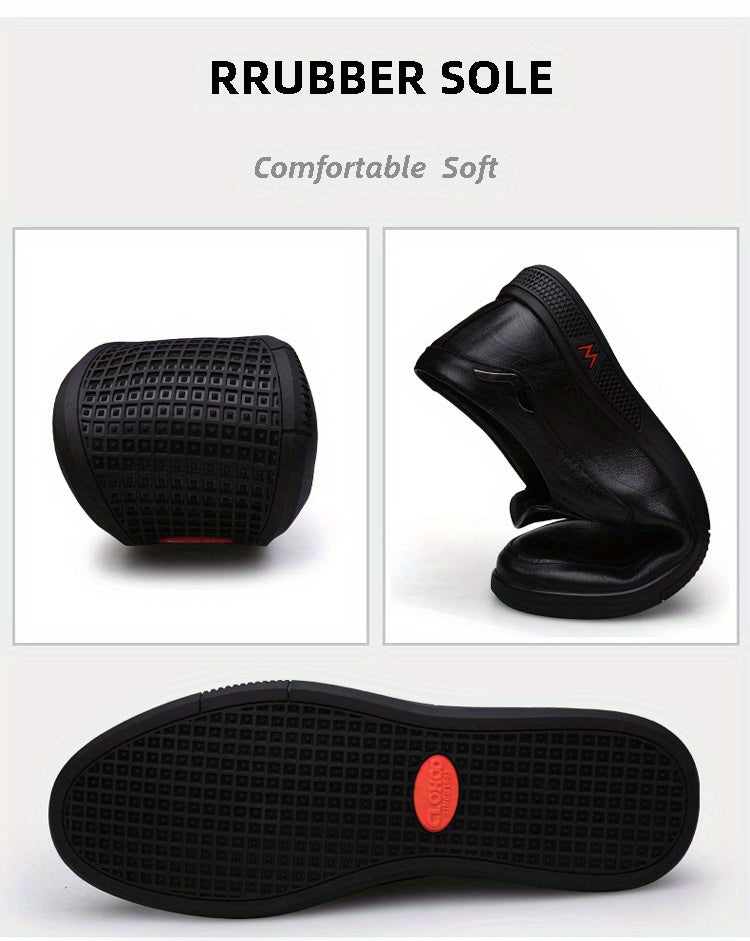 Men's Slip Resistant Leather Slip On Sneakers