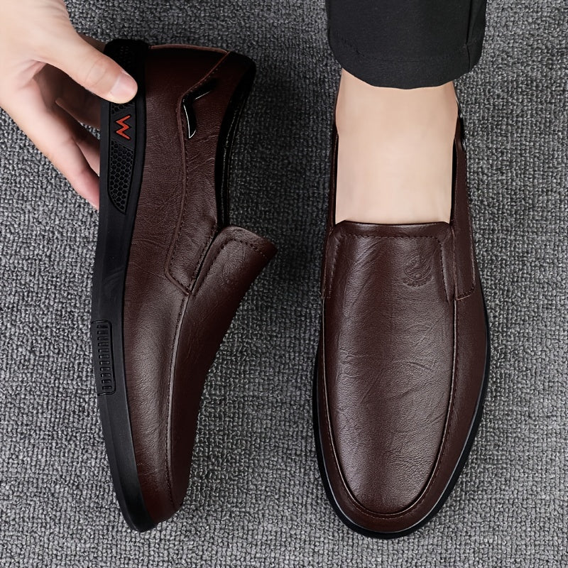 Men's Slip Resistant Leather Slip On Sneakers