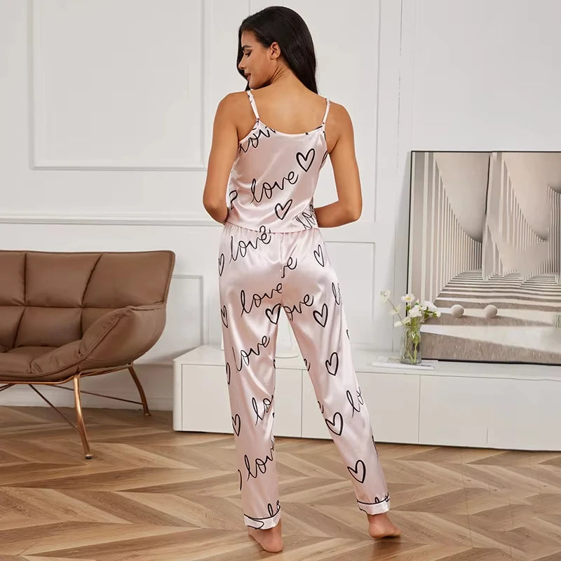 Ensemble de pyjamas en satin pour femmes, chemise en émail avec surintendant, vêtements de nuit sexy pour dames, lingerie pyjama