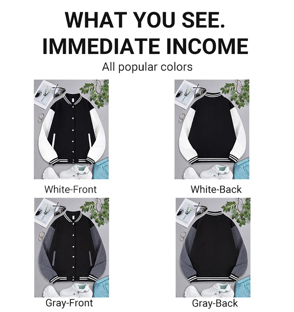 New York City Art Word Printed Men Baseball Jacket Fashion Hip Hop Streetwear Fleece Loose Jersey Unisex All-Match Autumn Coat