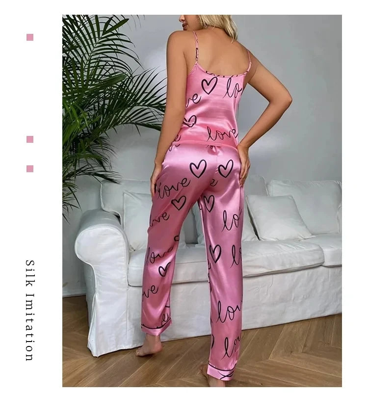 Ensemble de pyjamas en satin pour femmes, chemise en émail avec surintendant, vêtements de nuit sexy pour dames, lingerie pyjama
