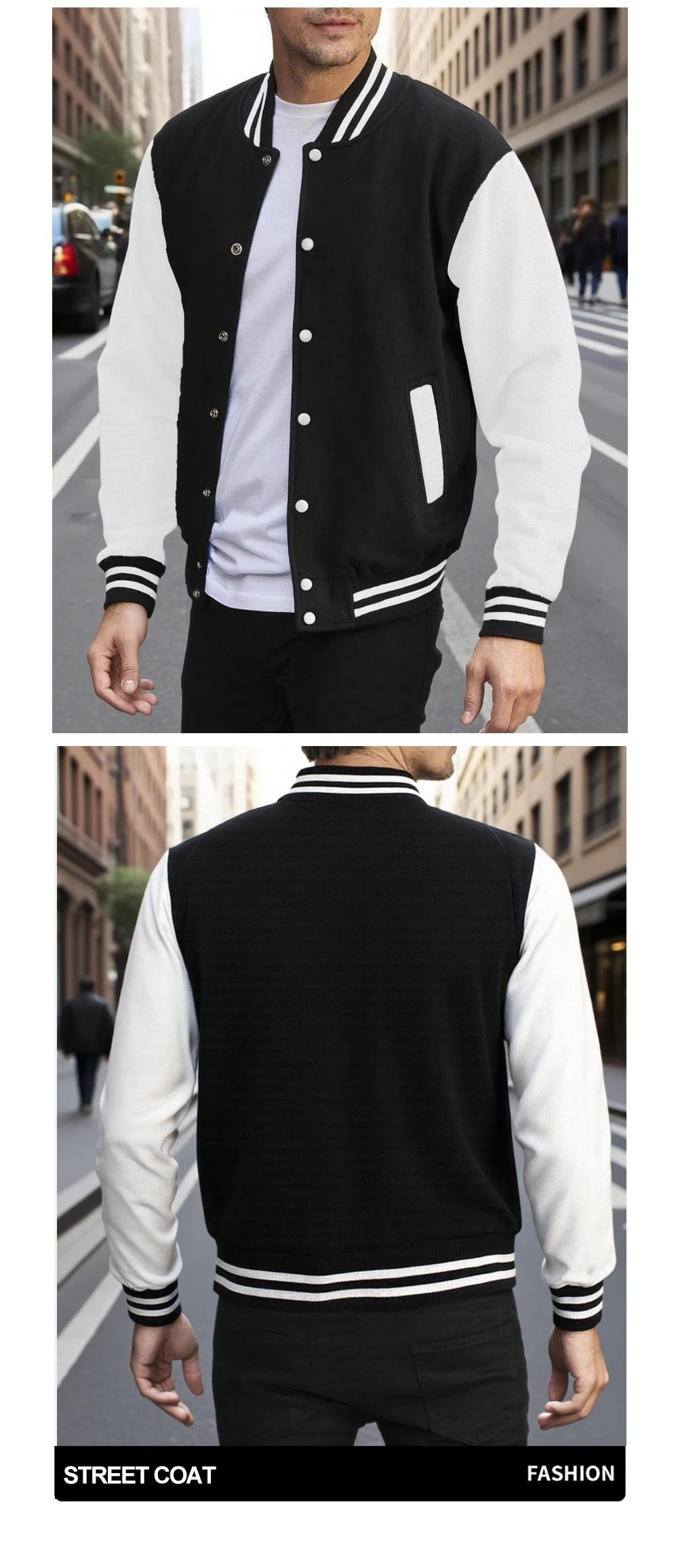 New York City Art Word Printed Men Baseball Jacket Fashion Hip Hop Streetwear Fleece Loose Jersey Unisex All-Match Autumn Coat