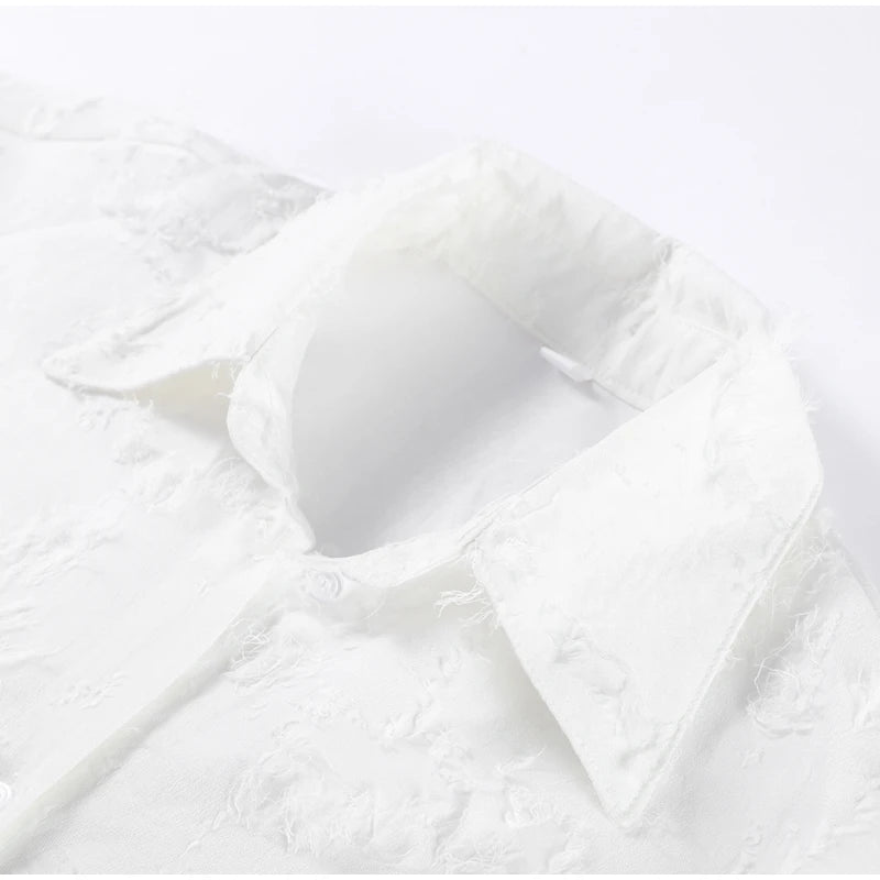 Tassel Shirt Long Skirt Suit Women Loose Lapel Buttons Blouse A-line Skirt Set Female Full Sleeve 2025 Autumn white Sets Lady