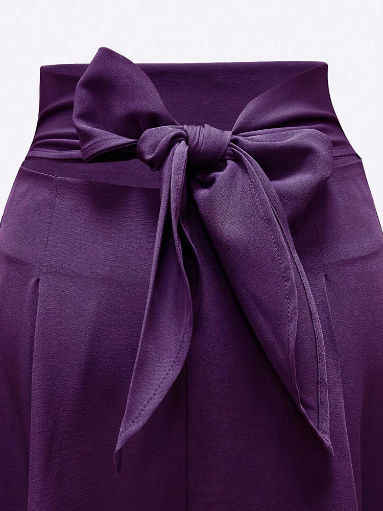 Stylish Solid A-line Skirts for Women Preppy School Style High Elastic Waist Long Skirt With Bow Woman Clothing Women's Skirts