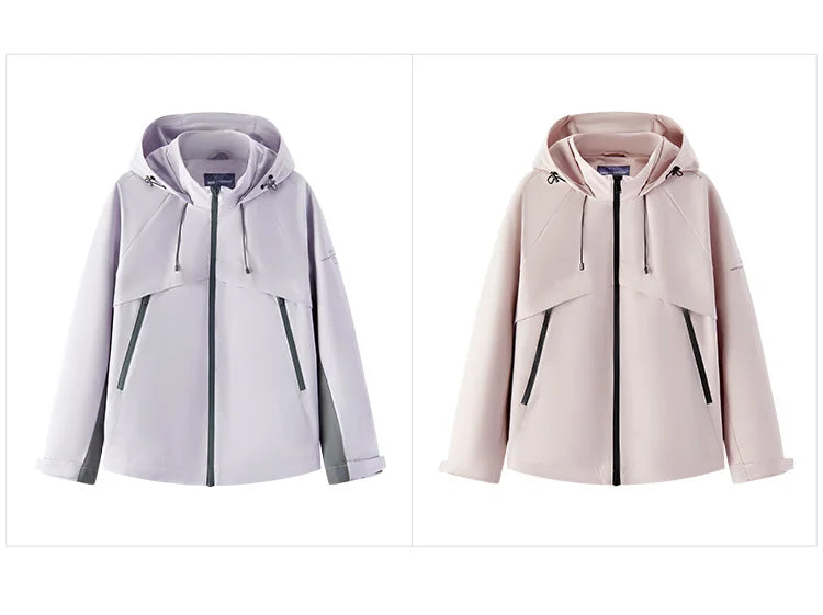 Semir Jacket Women Black and White Color Block Outdoor Triple Protection 2025 New Spring Hiking Jacket