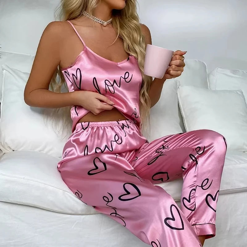 Ensemble de pyjamas en satin pour femmes, chemise en émail avec surintendant, vêtements de nuit sexy pour dames, lingerie pyjama