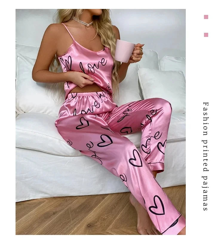 Ensemble de pyjamas en satin pour femmes, chemise en émail avec surintendant, vêtements de nuit sexy pour dames, lingerie pyjama