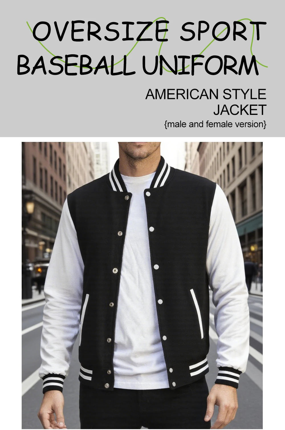 New York City Art Word Printed Men Baseball Jacket Fashion Hip Hop Streetwear Fleece Loose Jersey Unisex All-Match Autumn Coat