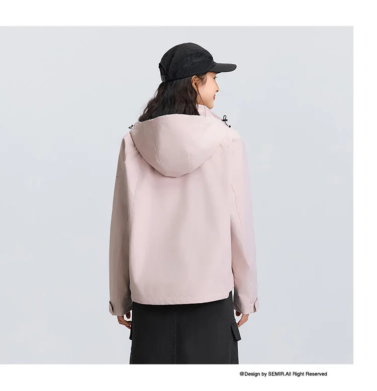 Semir Jacket Women Black and White Color Block Outdoor Triple Protection 2025 New Spring Hiking Jacket