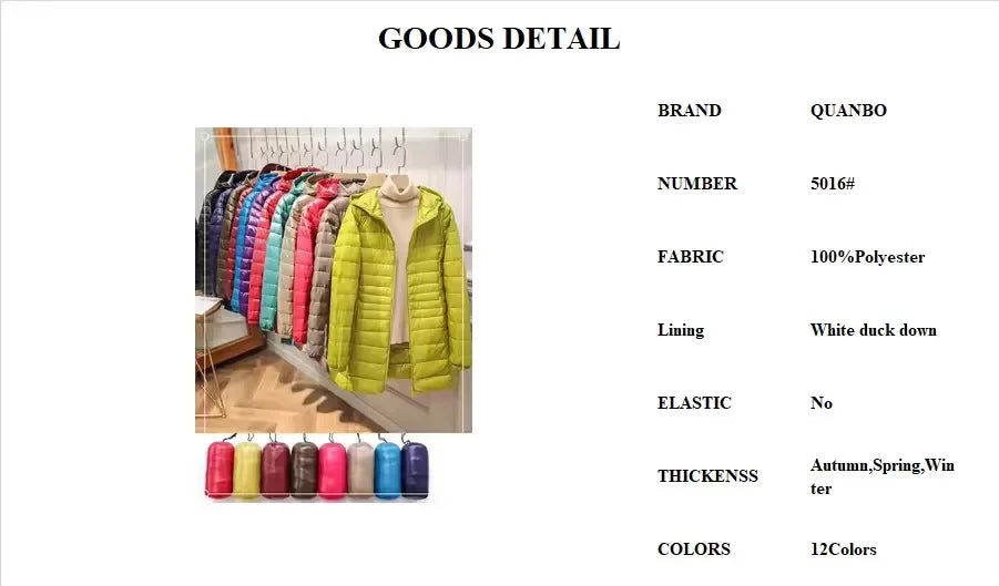 Female Long Warm Down Coat with Portable Storage Bag Women Light Down Jacket Ladies Overcoats Hip-Length High Street