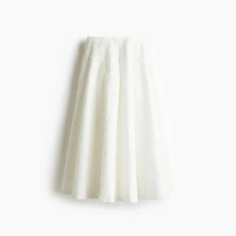 Tassel Shirt Long Skirt Suit Women Loose Lapel Buttons Blouse A-line Skirt Set Female Full Sleeve 2025 Autumn white Sets Lady