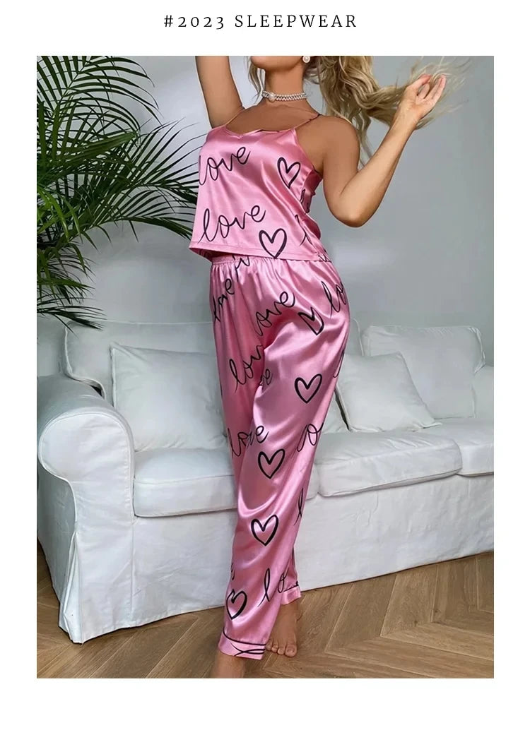 Ensemble de pyjamas en satin pour femmes, chemise en émail avec surintendant, vêtements de nuit sexy pour dames, lingerie pyjama
