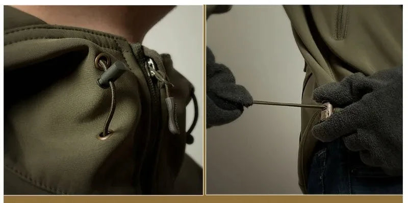Men's Hooded Casual Military Outdoor Utility Jacket Fashion Sharkskin Soft-Shell Tactical Waterproof Combat Bomber Jacket