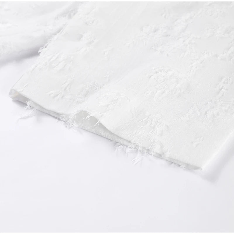 Tassel Shirt Long Skirt Suit Women Loose Lapel Buttons Blouse A-line Skirt Set Female Full Sleeve 2025 Autumn white Sets Lady