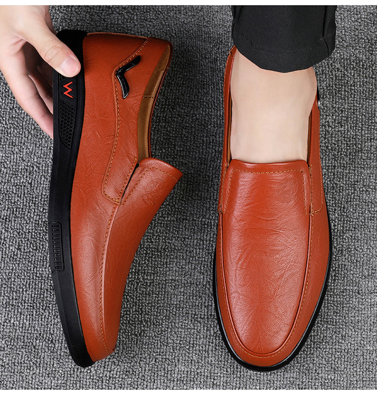 Men's Slip Resistant Leather Slip On Sneakers