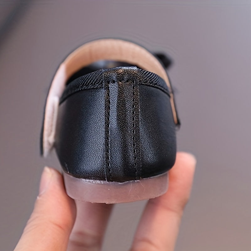 Girls Shoes Mary Jane Flats Soft Sole Non-slip Bow Decor Princess Shoes