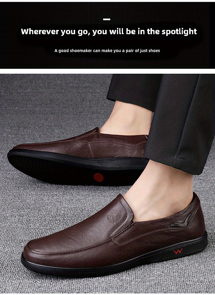 Men's Slip Resistant Leather Slip On Sneakers